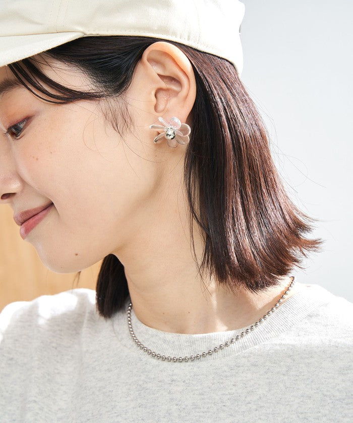 クリアフラワーピアス GOLD