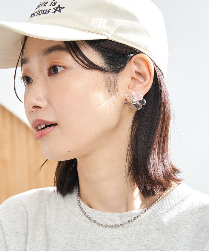 クリアフラワーピアス SILVER