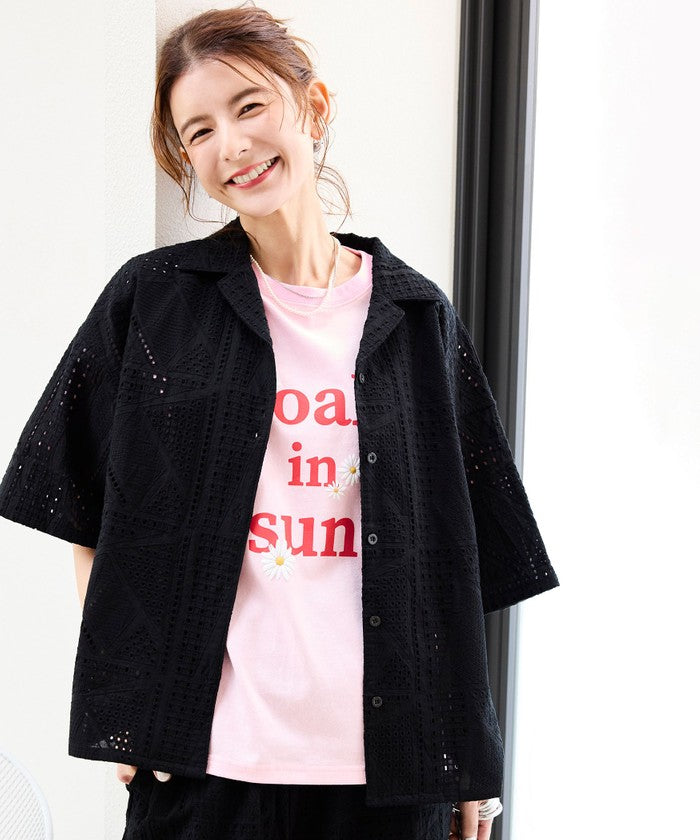 コーエン coen Suuコラボ エンブロレースHSシャツ （BLACK） BLACK