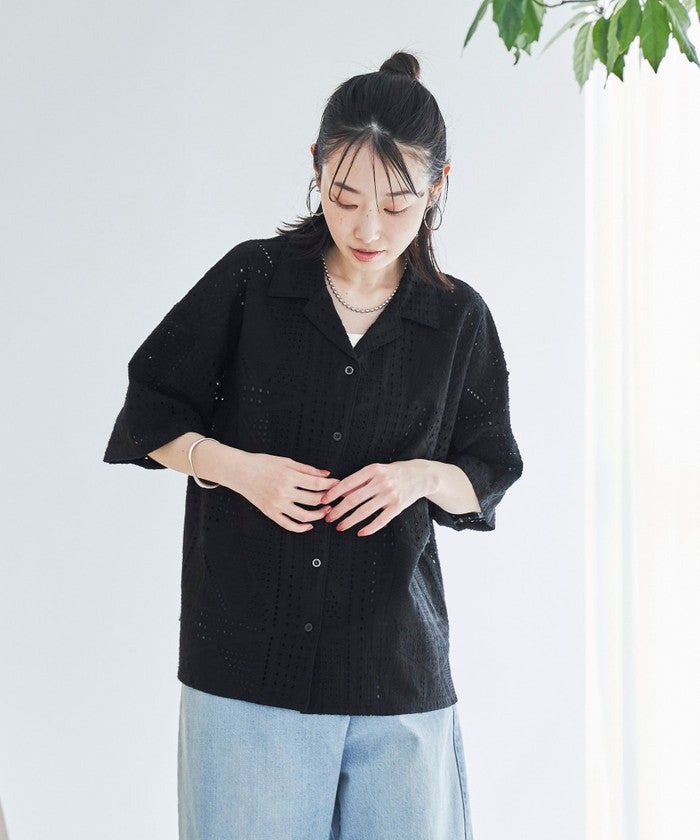 コーエン coen Suuコラボ エンブロレースHSシャツ （BLACK） BLACK