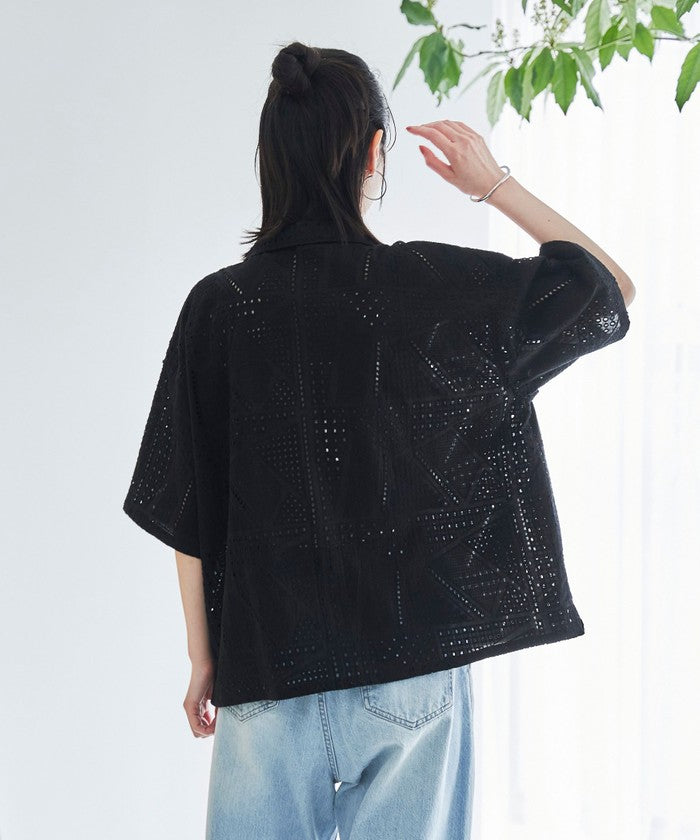 コーエン coen Suuコラボ エンブロレースHSシャツ （BLACK） BLACK