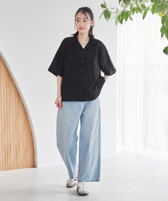 コーエン coen Suuコラボ エンブロレースHSシャツ （BLACK） BLACK