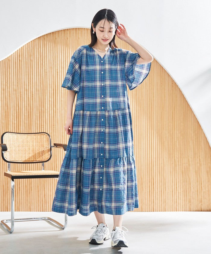 コーエン coen Suuコラボ チェックフレアスリーブOP （LT.PINK） LT.PINK