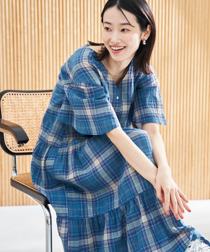 コーエン coen Suuコラボ チェックフレアスリーブOP （LT.PINK） LT.PINK