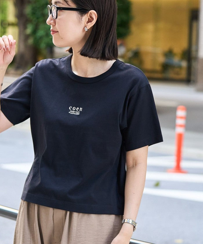 COENロゴ刺繍コンパクトTシャツ BLACK