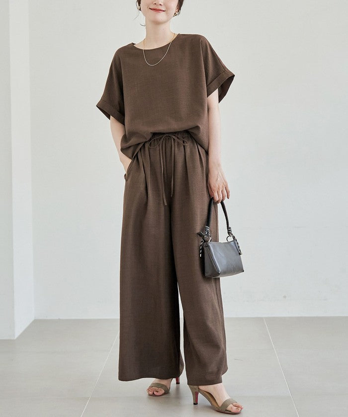 コーエン coen リネンタッチTブラウス セットアップ （MD.BROWN） MD.BROWN
