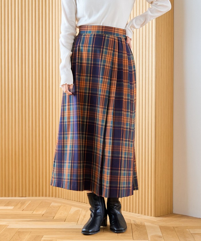 【昨年大人気】TRチェックプリーツスカート ORANGE