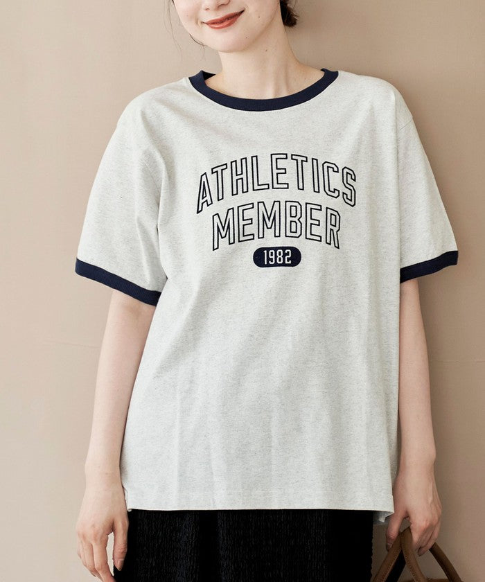 フロッキーロゴプリントリンガーTシャツ LT.GRAY
