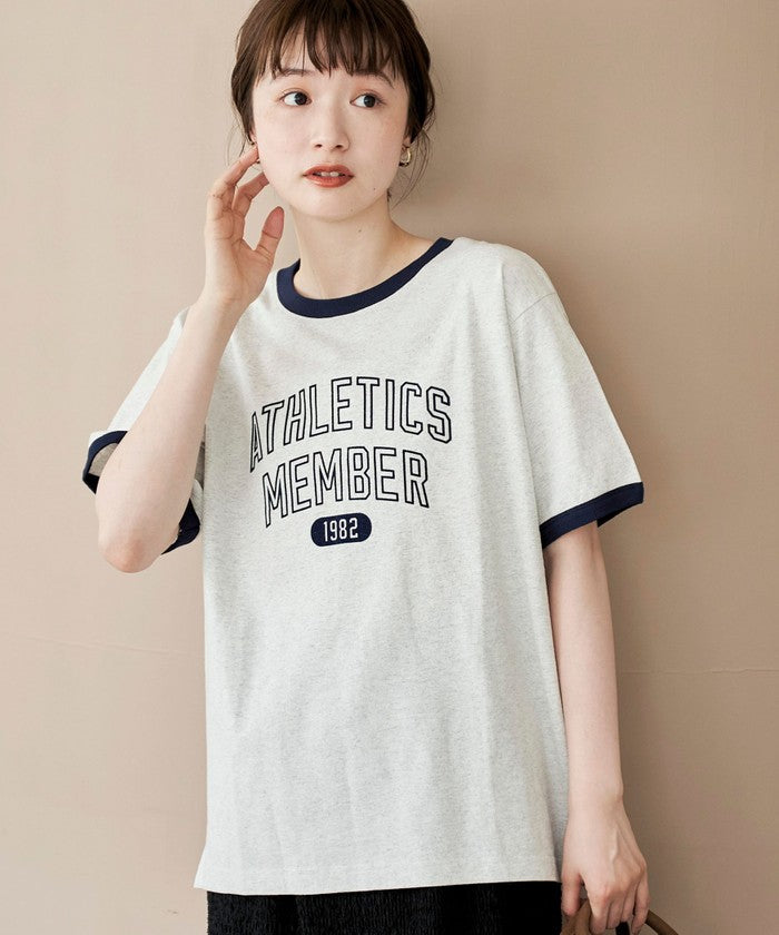 フロッキーロゴプリントリンガーTシャツ LT.GRAY
