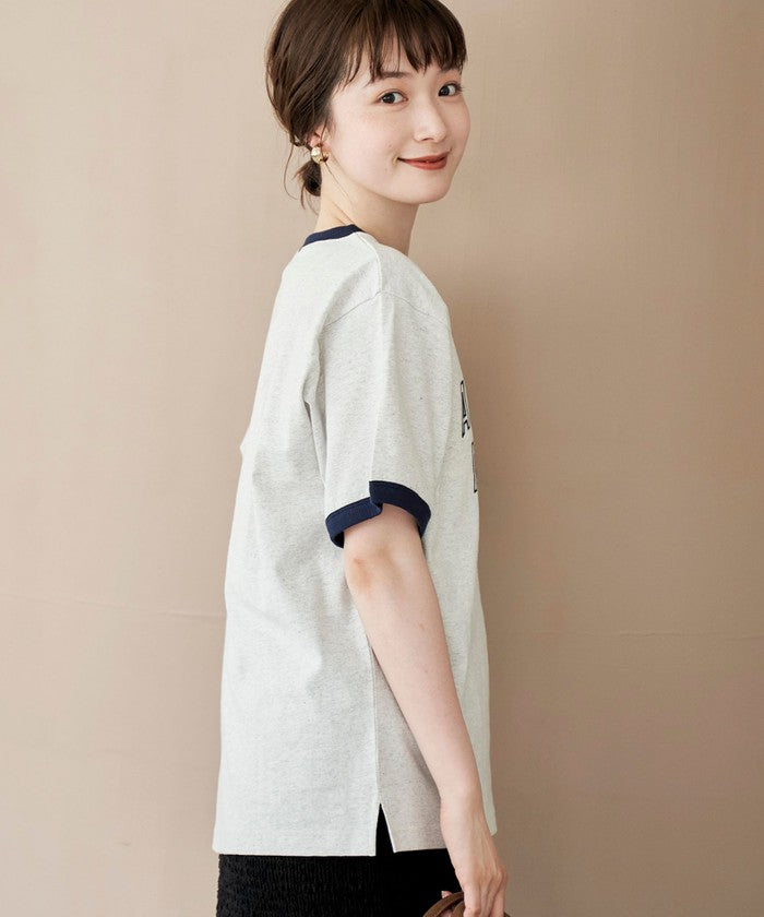 フロッキーロゴプリントリンガーTシャツ LT.GRAY