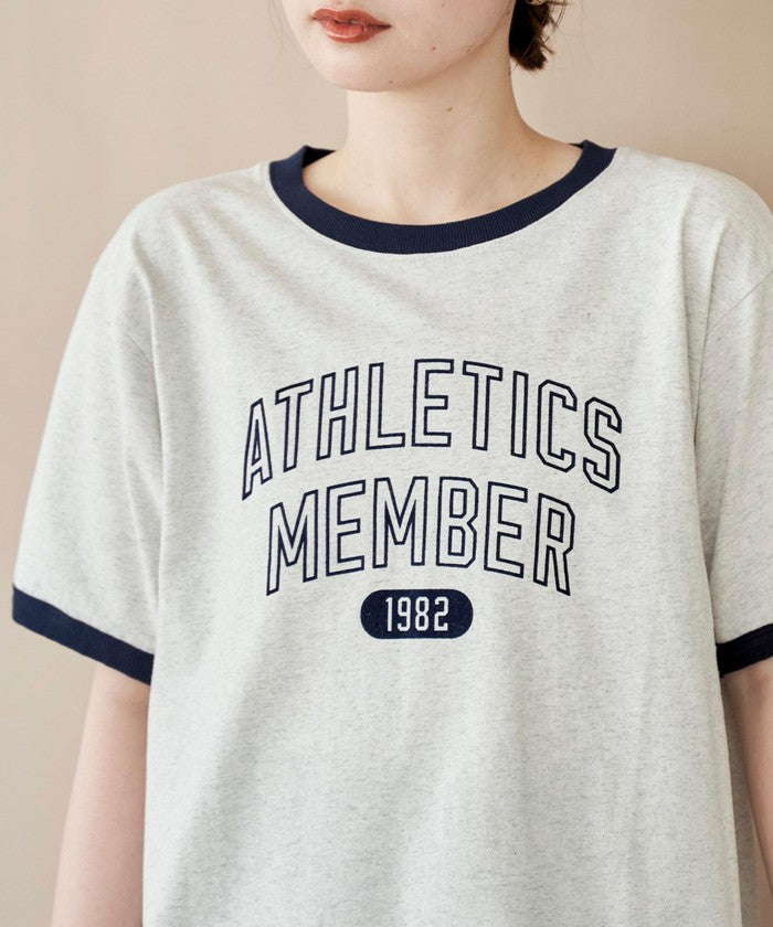 フロッキーロゴプリントリンガーTシャツ LT.GRAY