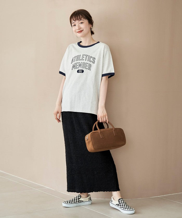 フロッキーロゴプリントリンガーTシャツ LT.GRAY