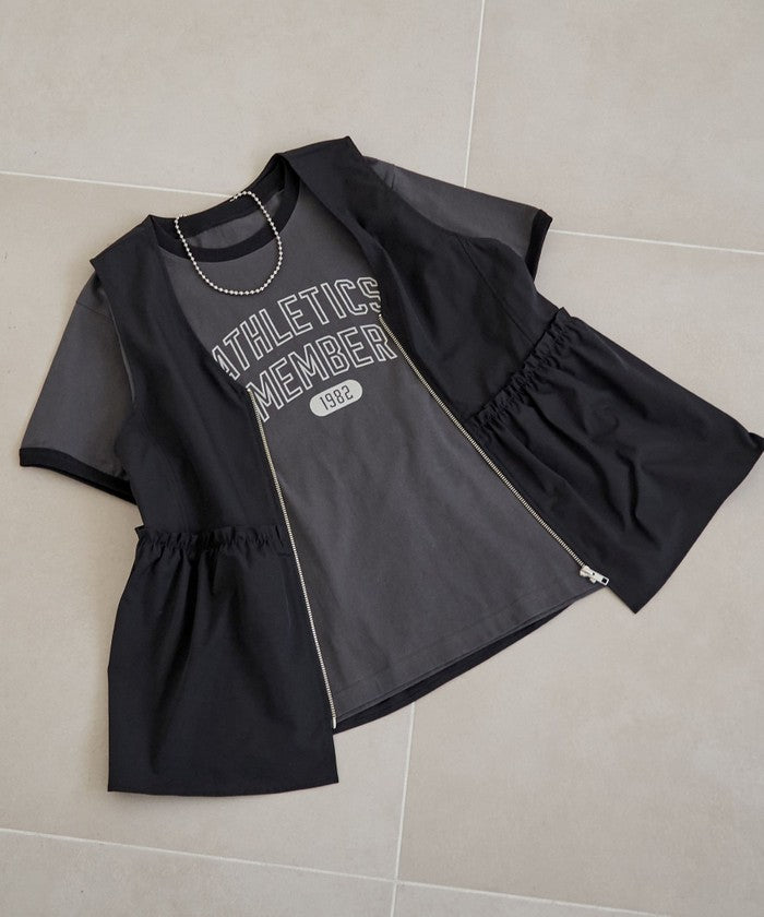 フロッキーロゴプリントリンガーTシャツ LT.GRAY