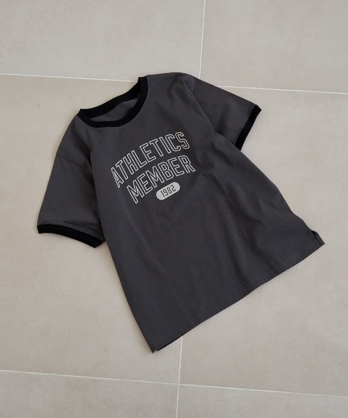 フロッキーロゴプリントリンガーTシャツ LT.GRAY