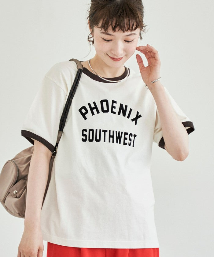 フロッキーロゴプリントリンガーTシャツ LT.GRAY