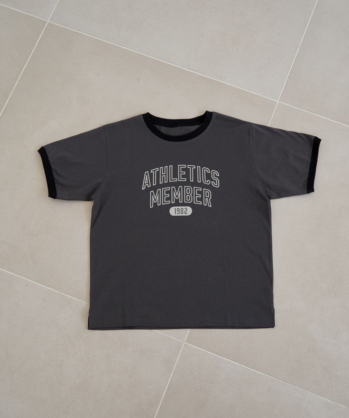 フロッキーロゴプリントリンガーTシャツ LT.GRAY
