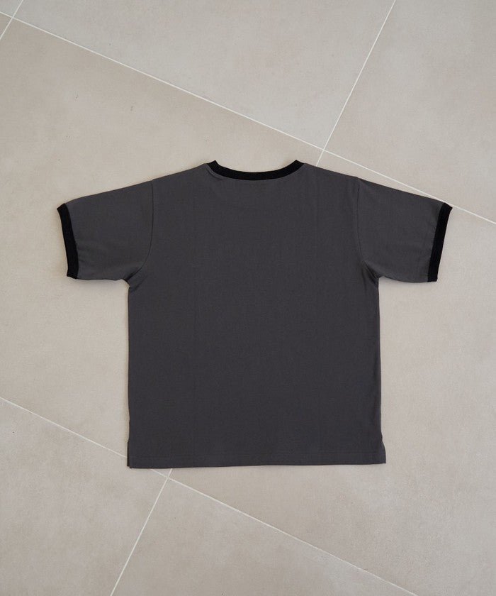 フロッキーロゴプリントリンガーTシャツ LT.GRAY