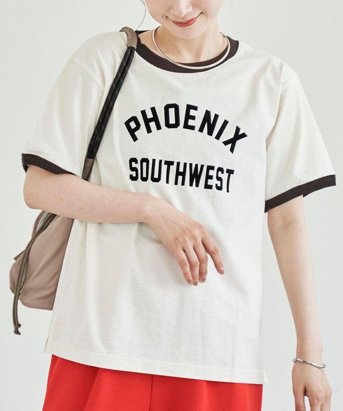 フロッキーロゴプリントリンガーTシャツ NATURAL