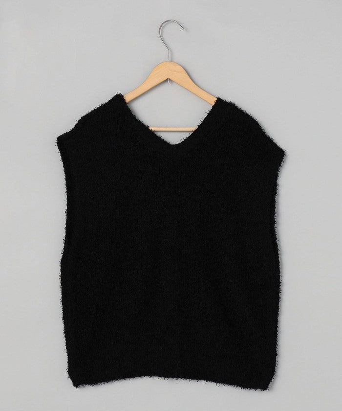ネップヤーン２WAYニットベスト BLACK
