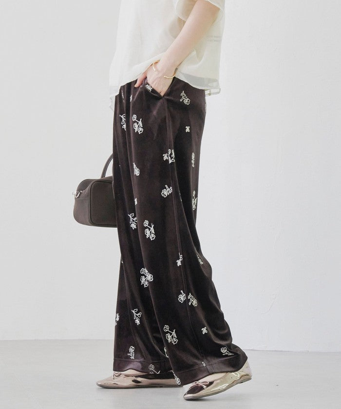 コーエン coen フラワーシシュウベロアイージーワイド （MD.BROWN） MD.BROWN