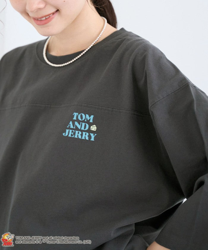 TOM＆JERRY プリントフットボールT DK.GRAY