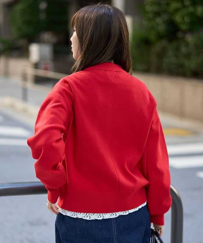 モチモチモックネックニットカーディガン LT.GRAY