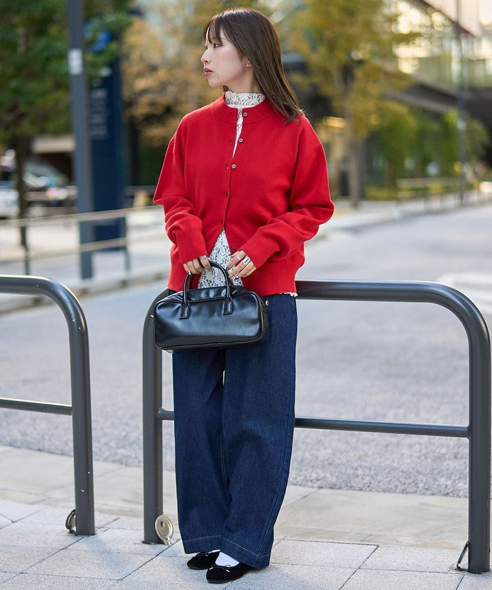 モチモチモックネックニットカーディガン LT.GRAY