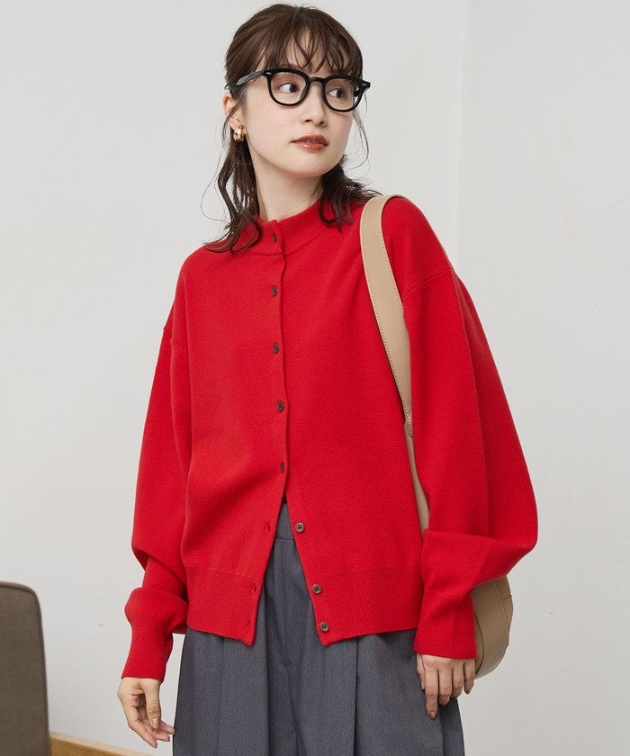 モチモチモックネックニットカーディガン LT.GRAY