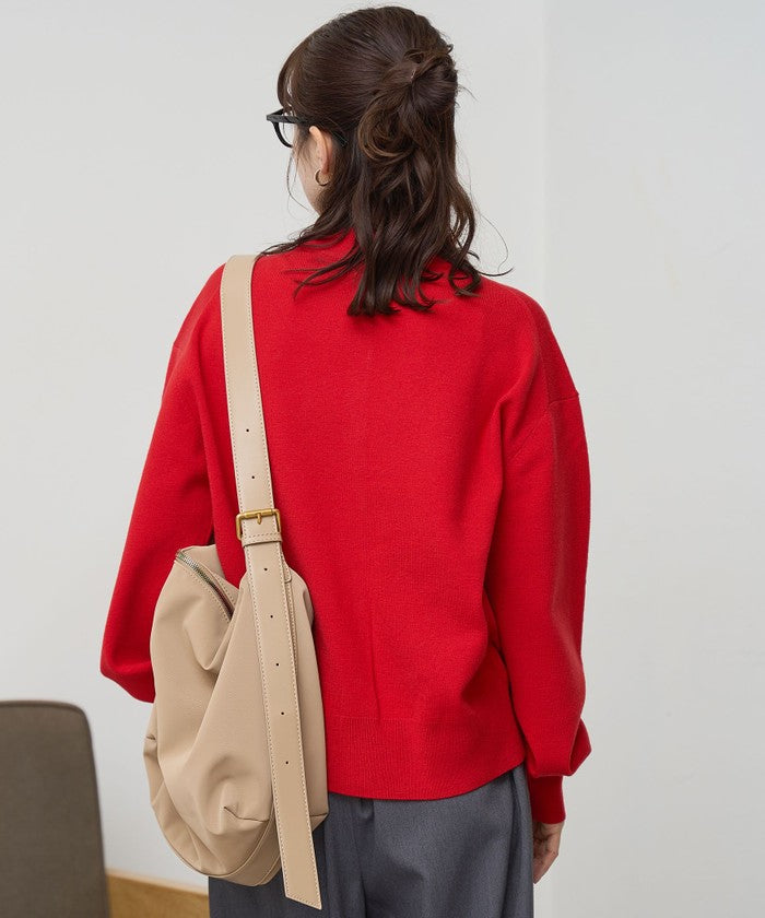 モチモチモックネックニットカーディガン LT.GRAY