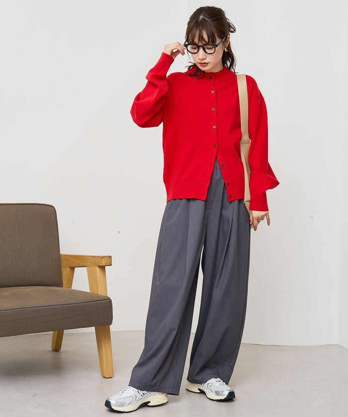 モチモチモックネックニットカーディガン LT.GRAY