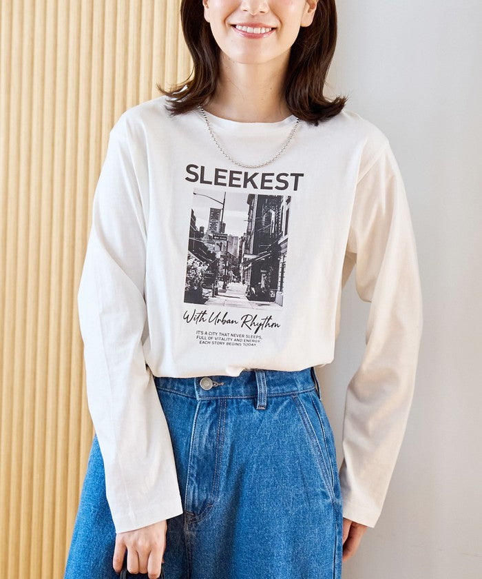 コットンフォトプリントロンT OFF WHITE