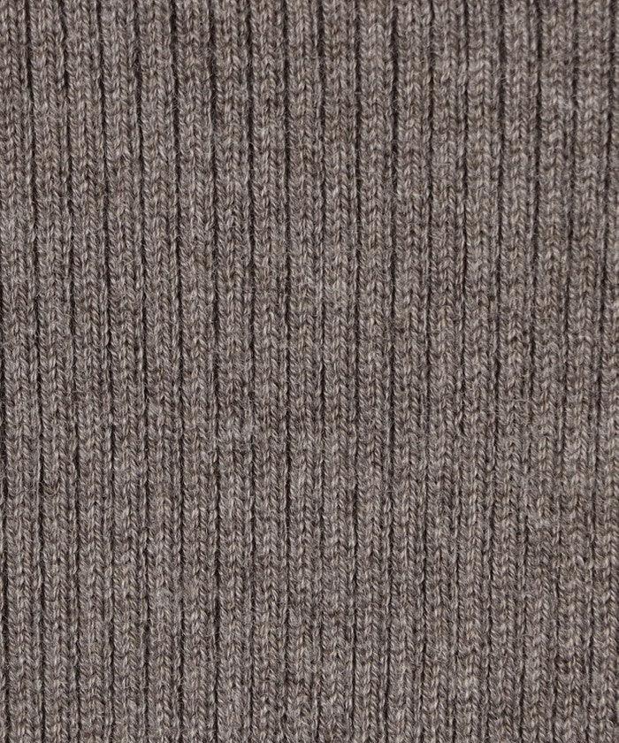 ウール混 襟付きリブニットカーディガン DK.BROWN