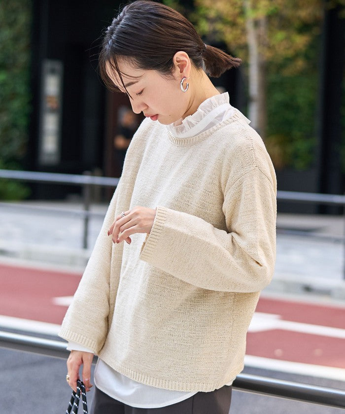 テープヤーンボートネックニットプルオーバー NATURAL