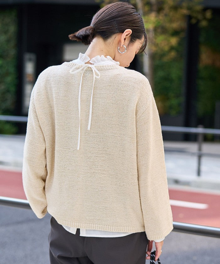 テープヤーンボートネックニットプルオーバー NATURAL
