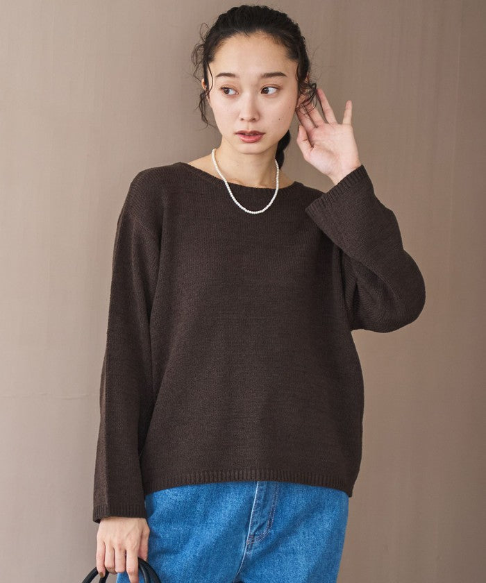 テープヤーンボートネックニットプルオーバー NATURAL