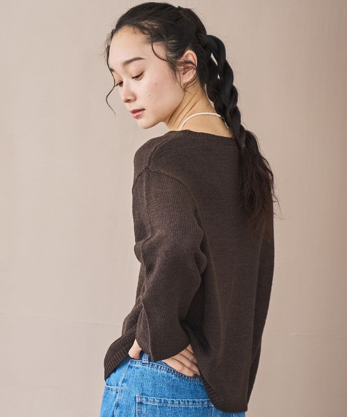 テープヤーンボートネックニットプルオーバー NATURAL