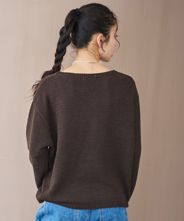 テープヤーンボートネックニットプルオーバー NATURAL