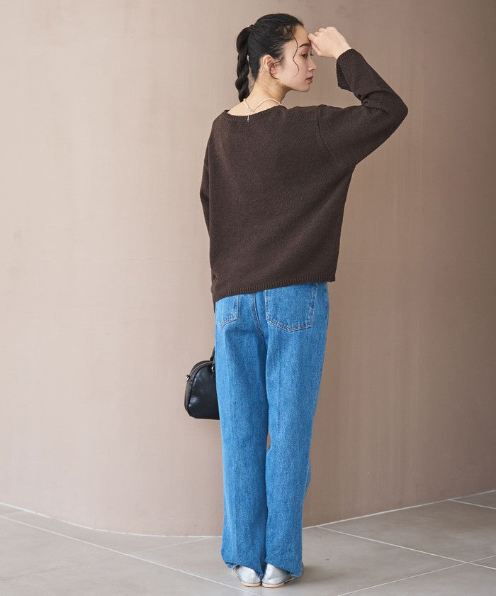 テープヤーンボートネックニットプルオーバー NATURAL