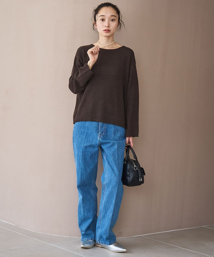 テープヤーンボートネックニットプルオーバー NATURAL