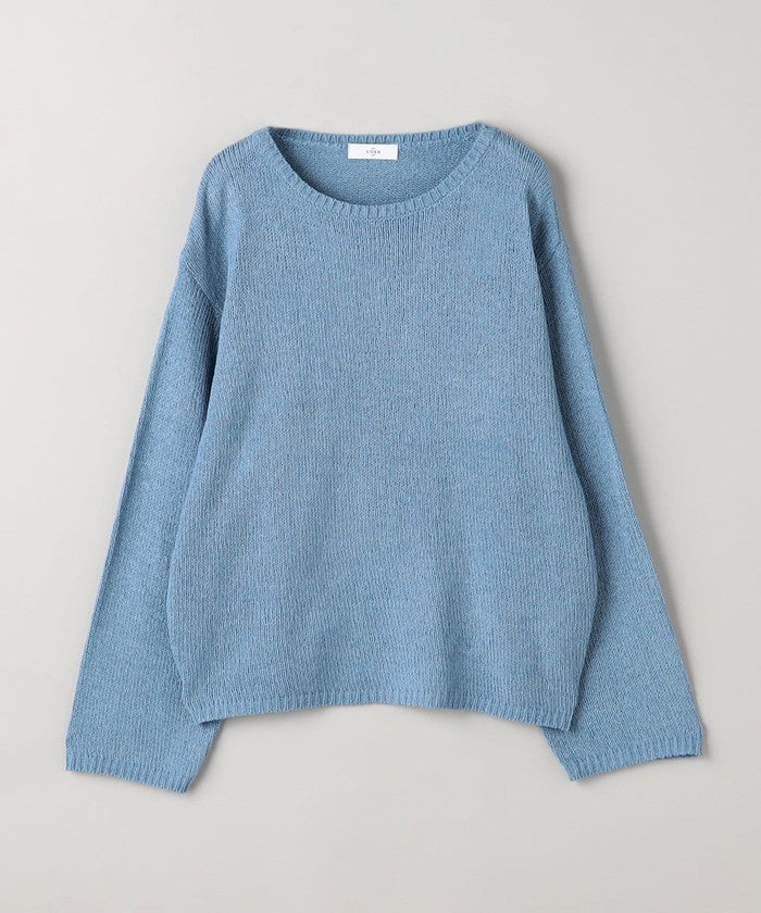 テープヤーンボートネックニットプルオーバー LT.BLUE
