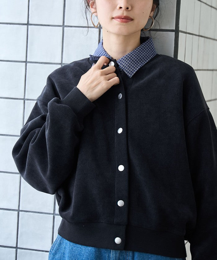 カットコール裏毛スナップカーディガン DK.GRAY