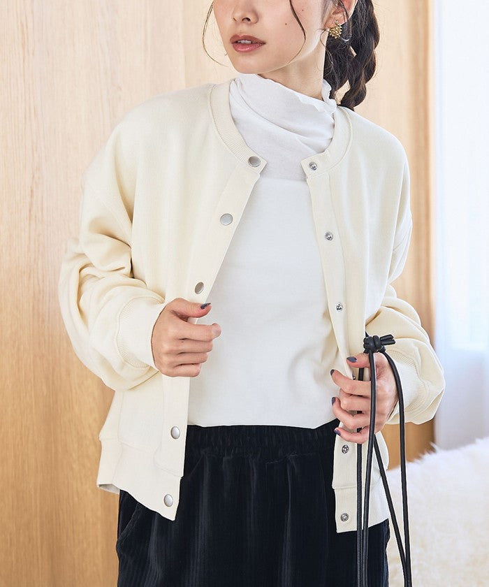 カットコール裏毛スナップカーディガン OFF WHITE