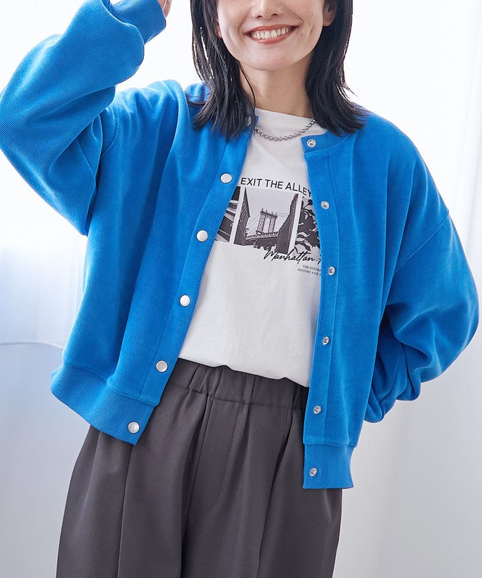 カットコール裏毛スナップカーディガン COBALT