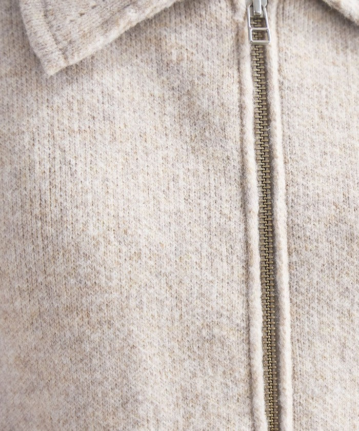 襟付きダブルジップニットジャケット DK.GRAY