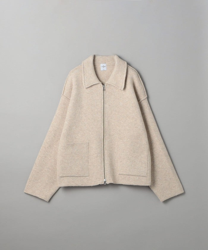 襟付きダブルジップニットジャケット DK.GRAY