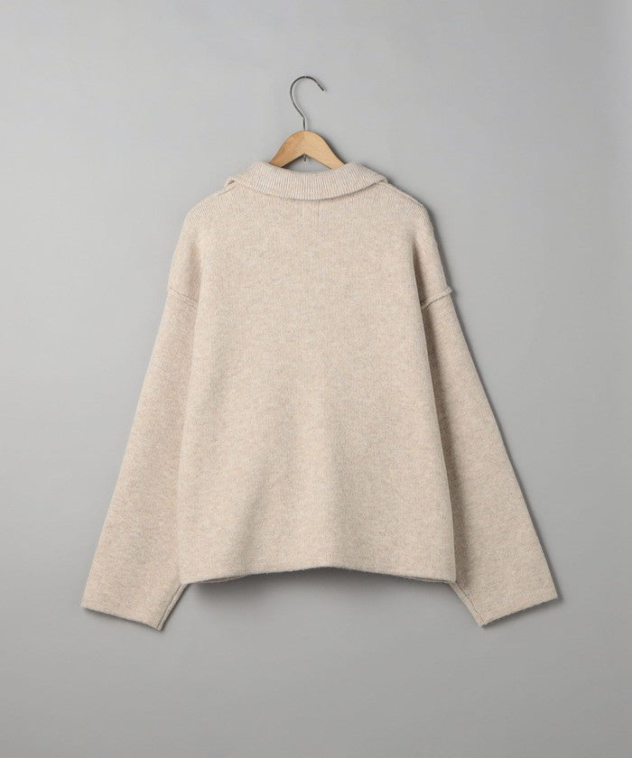 襟付きダブルジップニットジャケット DK.GRAY