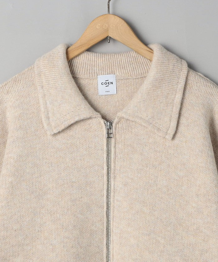 襟付きダブルジップニットジャケット DK.GRAY