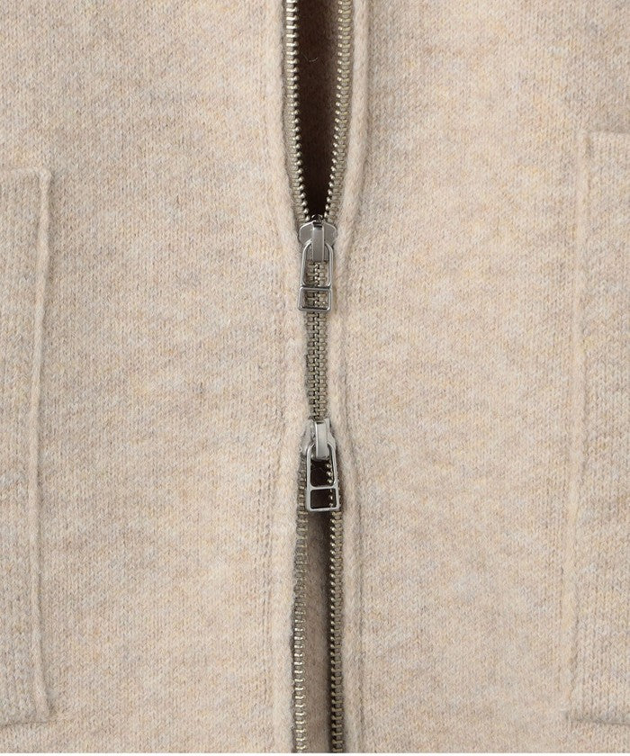 襟付きダブルジップニットジャケット DK.GRAY