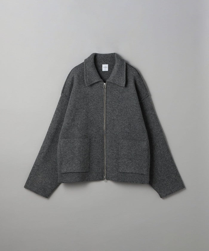 襟付きダブルジップニットジャケット DK.GRAY