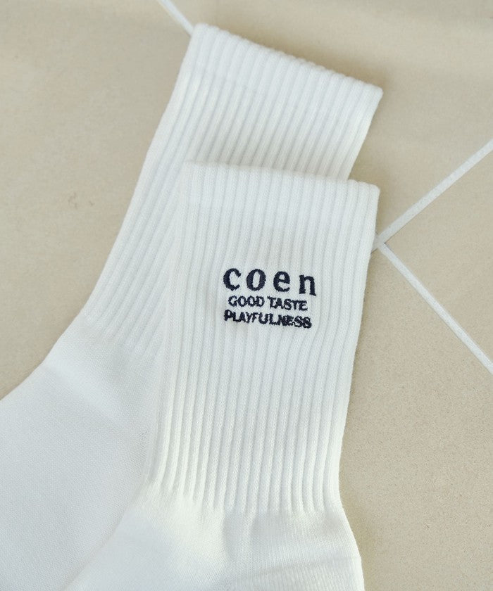 COENロゴ刺繍リブソックス RED